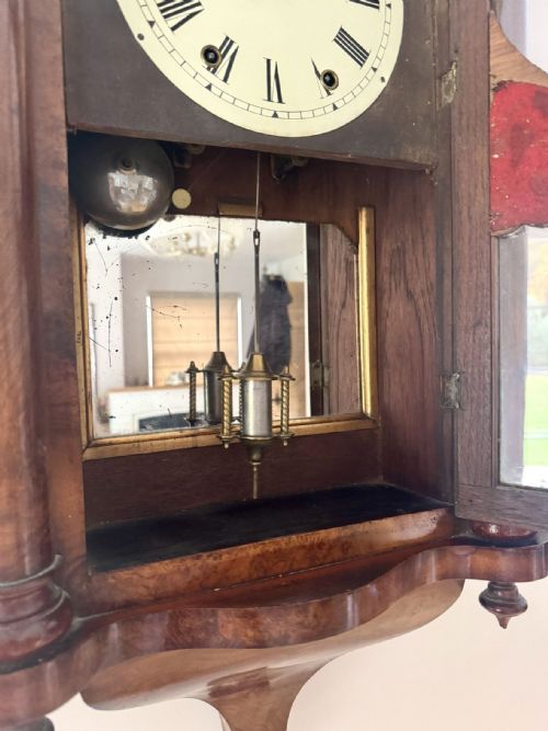 QUALITY 19TH CENTURY DROP DIAL WALNUT WALL CLOCK - ADDITIONAL PHOTO 4
