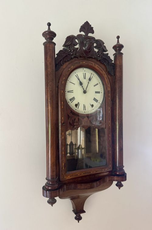 QUALITY 19TH CENTURY DROP DIAL WALNUT WALL CLOCK - ADDITIONAL PHOTO 5