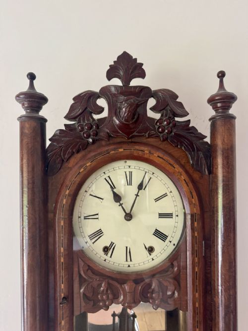 QUALITY 19TH CENTURY DROP DIAL WALNUT WALL CLOCK - ADDITIONAL PHOTO 6