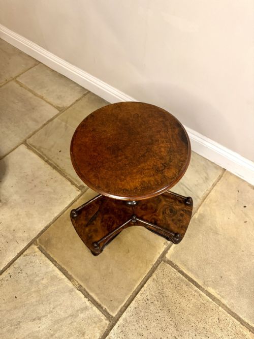 FINE QUALITY ANTIQUE VICTORIAN BURR WALNUT LAMP TABLE - ADDITIONAL PHOTO 2