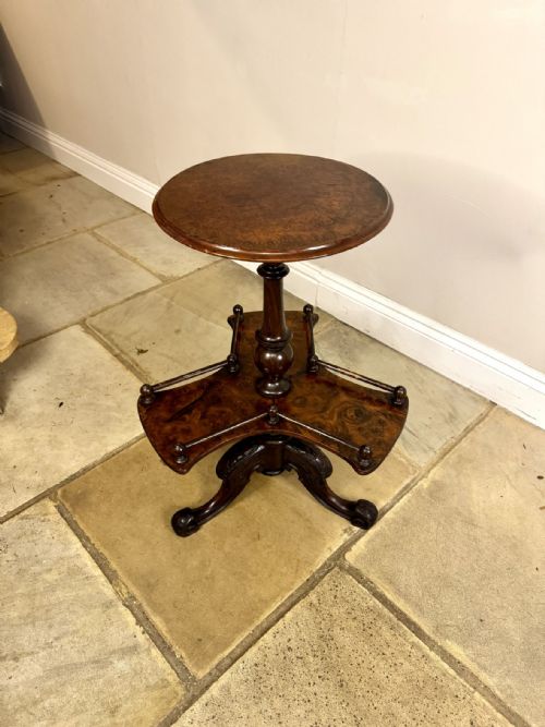 FINE QUALITY ANTIQUE VICTORIAN BURR WALNUT LAMP TABLE - ADDITIONAL PHOTO 1