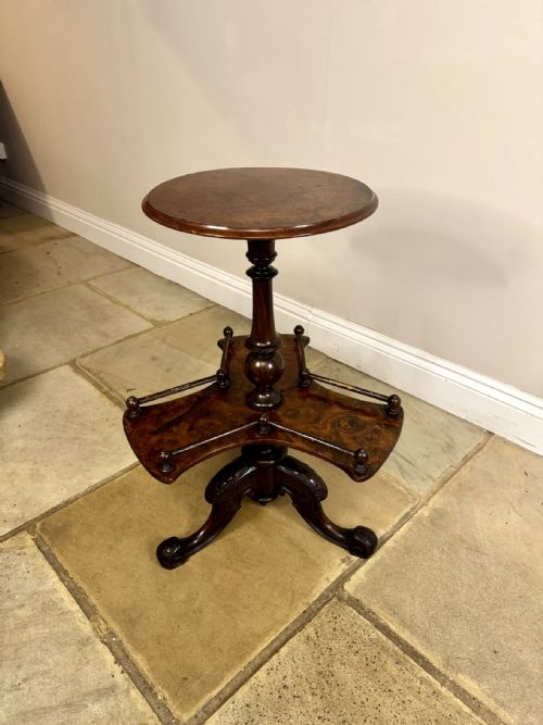 FINE QUALITY ANTIQUE VICTORIAN BURR WALNUT LAMP TABLE