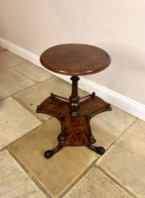FINE QUALITY ANTIQUE VICTORIAN BURR WALNUT LAMP TABLE - ADDITIONAL PHOTO 3