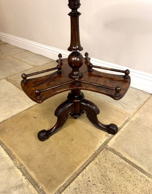 FINE QUALITY ANTIQUE VICTORIAN BURR WALNUT LAMP TABLE - ADDITIONAL PHOTO 4