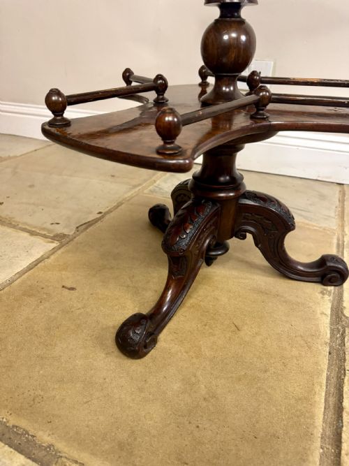 FINE QUALITY ANTIQUE VICTORIAN BURR WALNUT LAMP TABLE - ADDITIONAL PHOTO 5