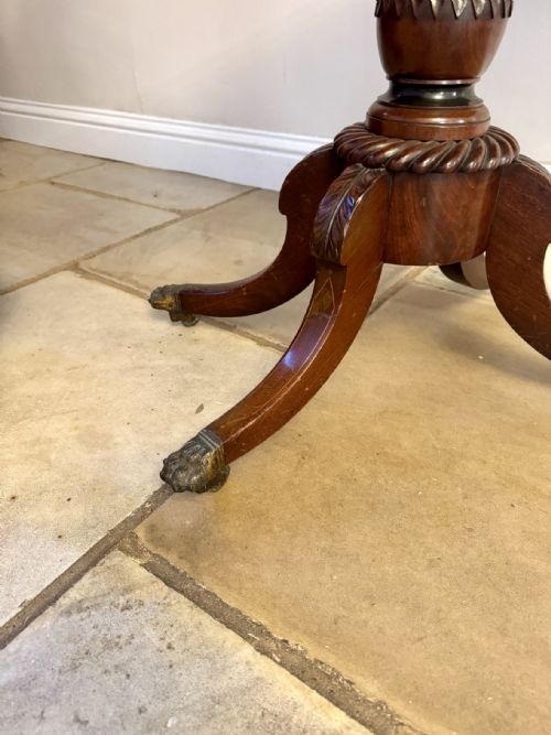 WONDERFUL ANTIQUE REGENCY QUALITY MAHOGANY INLAID TEA TABLE - ADDITIONAL PHOTO 1
