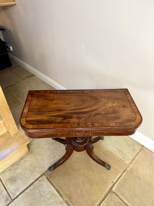 WONDERFUL ANTIQUE REGENCY QUALITY MAHOGANY INLAID TEA TABLE - ADDITIONAL PHOTO 4