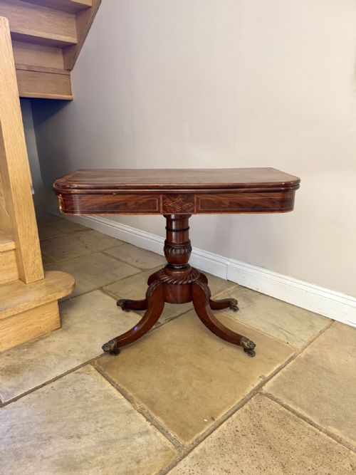 WONDERFUL ANTIQUE REGENCY QUALITY MAHOGANY INLAID TEA TABLE - ADDITIONAL PHOTO 5