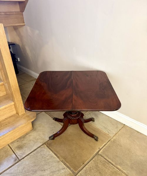 WONDERFUL ANTIQUE REGENCY QUALITY MAHOGANY INLAID TEA TABLE - ADDITIONAL PHOTO 6