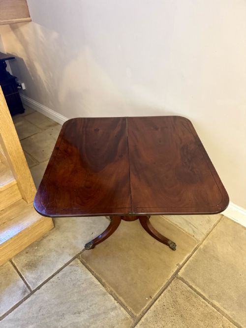 WONDERFUL ANTIQUE REGENCY QUALITY MAHOGANY INLAID TEA TABLE - ADDITIONAL PHOTO 7