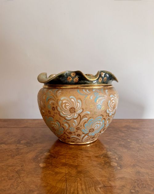 ATTRACTIVE QUALITY ANTIQUE ROYAL DOULTON JARDINIERE - ADDITIONAL PHOTO 3