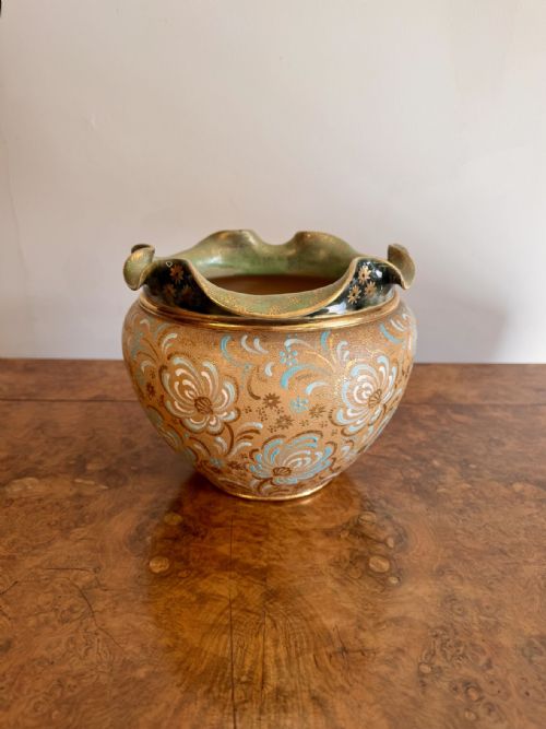 ATTRACTIVE QUALITY ANTIQUE ROYAL DOULTON JARDINIERE - ADDITIONAL PHOTO 4
