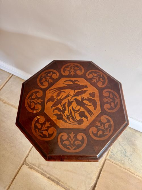 FANTASTIC QUALITY ANTIQUE VICTORIAN ROSEWOOD MARQUETRY INLAID TRUMPET WORK TABLE - ADDITIONAL PHOTO 4