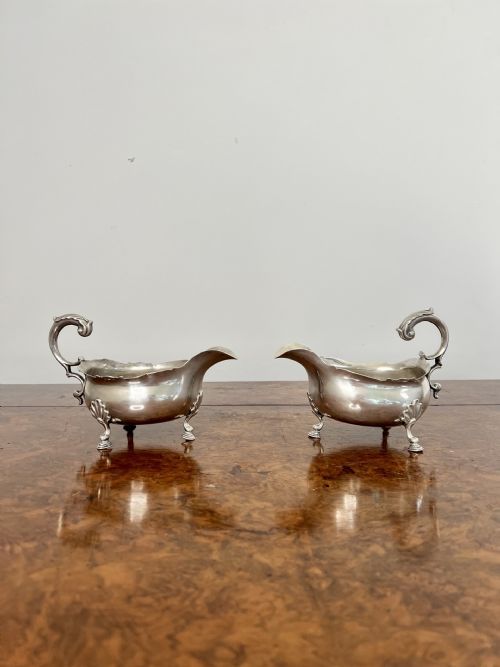 Outstanding quality pair of antique George III silver sauce boats