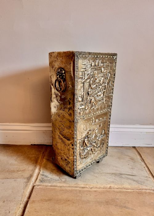 UNUSUAL QUALITY ANTIQUE EDWARDIAN ORNATE BRASS STICK STAND - ADDITIONAL PHOTO 2