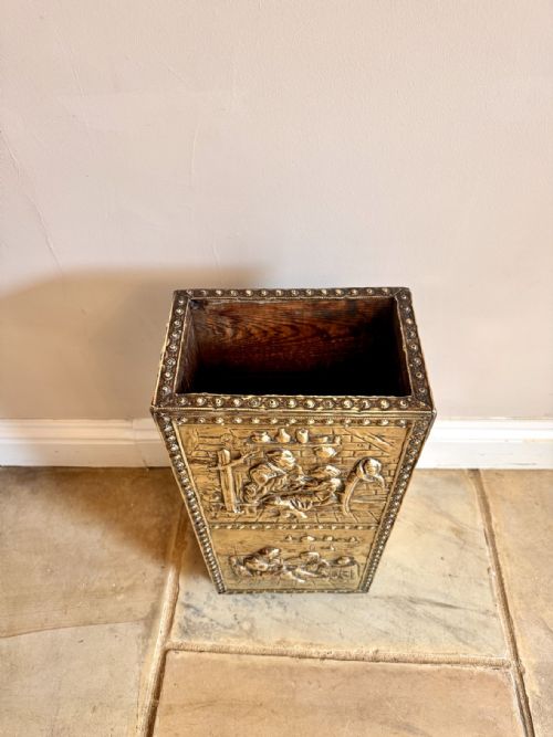 UNUSUAL QUALITY ANTIQUE EDWARDIAN ORNATE BRASS STICK STAND - ADDITIONAL PHOTO 3