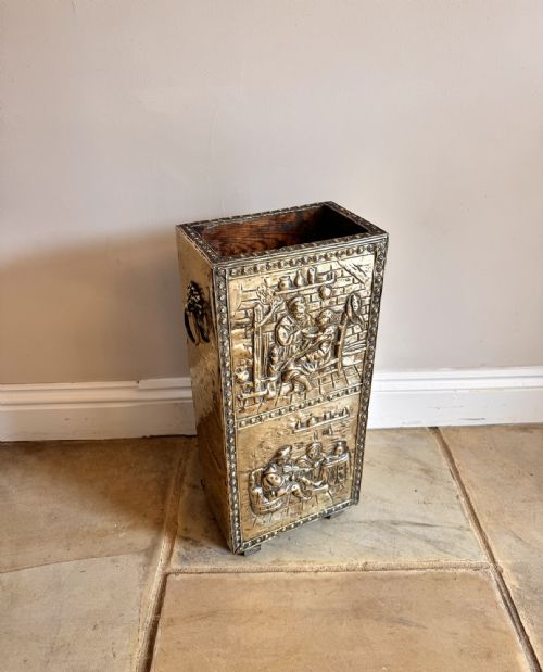 UNUSUAL QUALITY ANTIQUE EDWARDIAN ORNATE BRASS STICK STAND - ADDITIONAL PHOTO 4