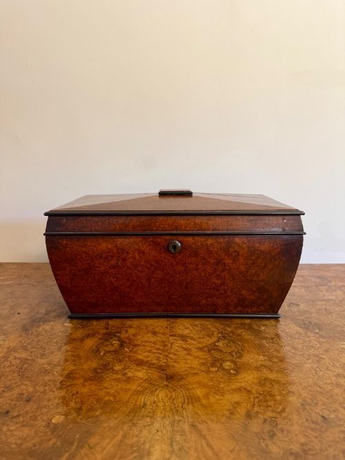 Wonderful Quality Large Antique Regency Burr Walnut Tea Caddy