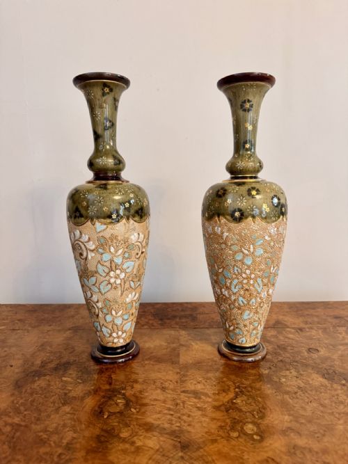 ELEGANT QUALITY PAIR OF ANTIQUE DOULTON LAMBETH VASES - ADDITIONAL PHOTO 6