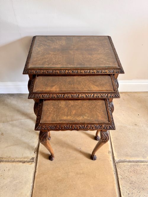 OUTSTANDING QUALITY ANTIQUE WALNUT NEST OF THREE TABLES - ADDITIONAL PHOTO 1