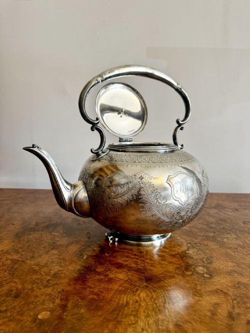 FANTASTIC QUALITY ANTIQUE EDWARDIAN SILVER PLATED SPIRIT KETTLE ON A STAND - ADDITIONAL PHOTO 4