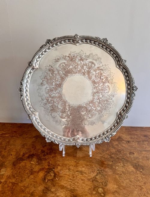 IMPRESSIVE LARGE QUALITY ANTIQUE VICTORIAN SILVER PLATED TRAY