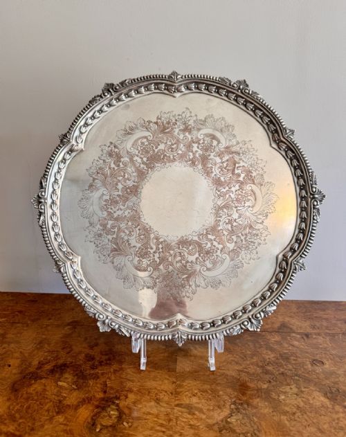 IMPRESSIVE LARGE QUALITY ANTIQUE VICTORIAN SILVER PLATED TRAY - ADDITIONAL PHOTO 3