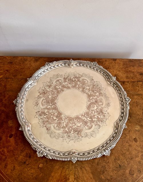 IMPRESSIVE LARGE QUALITY ANTIQUE VICTORIAN SILVER PLATED TRAY - ADDITIONAL PHOTO 5