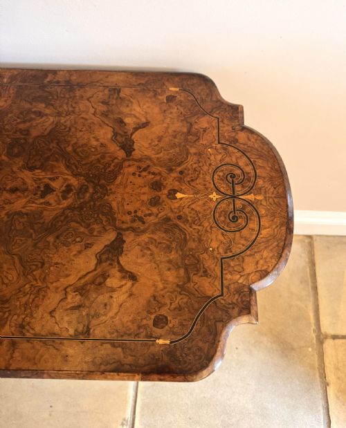 QUALITY ANTIQUE VICTORIAN BURR WALNUT OCCASIONAL TABLE - ADDITIONAL PHOTO 4