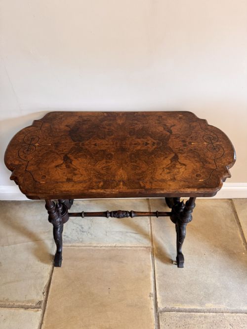 QUALITY ANTIQUE VICTORIAN BURR WALNUT OCCASIONAL TABLE - ADDITIONAL PHOTO 2