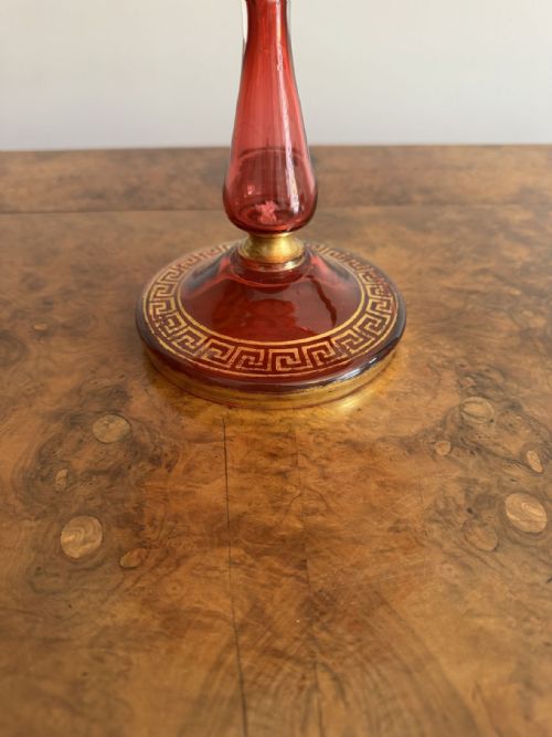 FINE QUALITY ANTIQUE 19TH CENTURY RUBY GLASS GILDED TAZZA - ADDITIONAL PHOTO 5