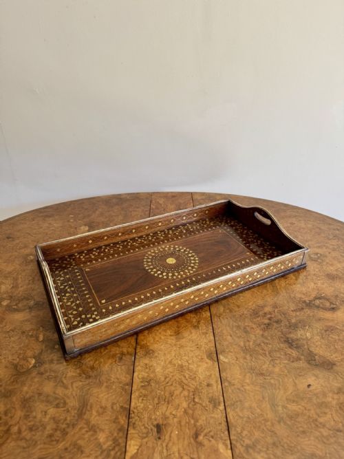 FINE QUALITY ANTIQUE BRASS INLAID TRAY