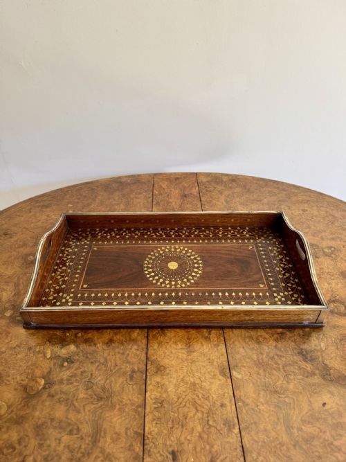 FINE QUALITY ANTIQUE BRASS INLAID TRAY - ADDITIONAL PHOTO 5