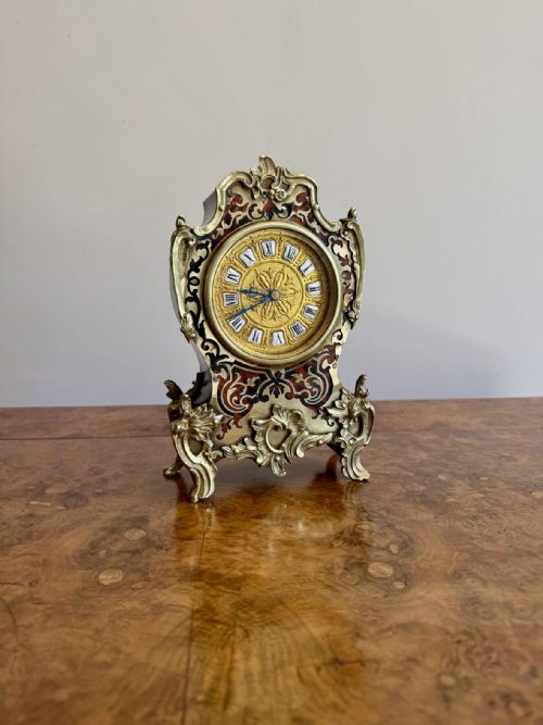QUALITY ANTIQUE 19TH CENTURY FRENCH BOULLE MANTLE CLOCK - ADDITIONAL PHOTO 3