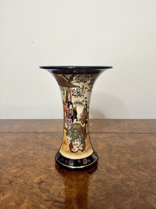 QUALITY ANTIQUE JAPANESE SATSUMA SHAPED VASE