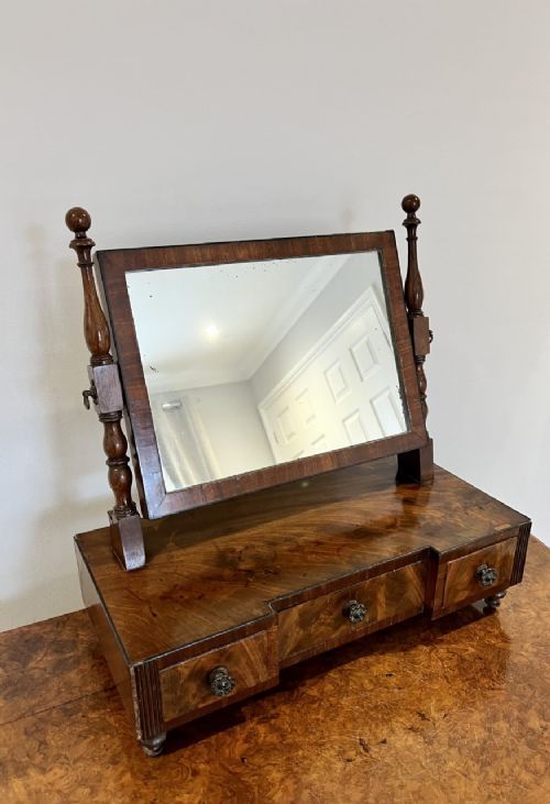 ANTIQUE GEORGE III QUALITY MAHOGANY DRESSING MIRROR