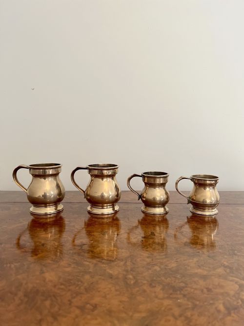RARE SET OF FOUR ANTIQUE VICTORIAN BELL SHAPED TANKARDS