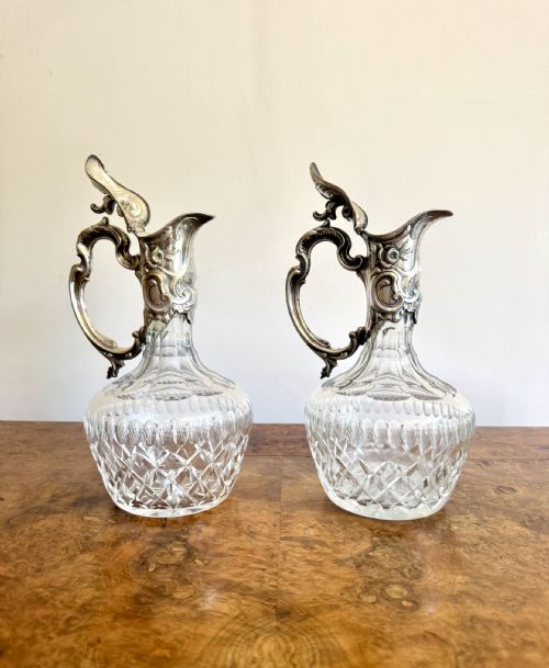 FANTASTIC QUALITY PAIR OF ANTIQUE EDWARDIAN SILVER PLATED CLARET JUGS - ADDITIONAL PHOTO 3