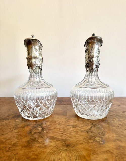 FANTASTIC QUALITY PAIR OF ANTIQUE EDWARDIAN SILVER PLATED CLARET JUGS - ADDITIONAL PHOTO 4