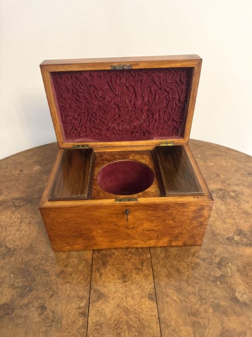 WONDERFUL QUALITY LARGE ANTIQUE REGENCY WALNUT TEA CADDY - ADDITIONAL PHOTO 1