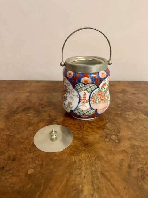 UNUSUAL ANTIQUE JAPANESE IMARI BISCUIT BARREL - ADDITIONAL PHOTO 1