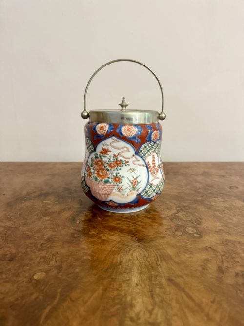 UNUSUAL ANTIQUE JAPANESE IMARI BISCUIT BARREL - ADDITIONAL PHOTO 4