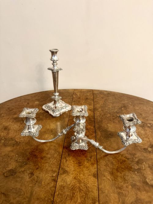 OUTSTANDING QUALITY PAIR OF ANTIQUE VICTORIAN ORNATE SILVER PLATED CANDELABRAS - ADDITIONAL PHOTO 6
