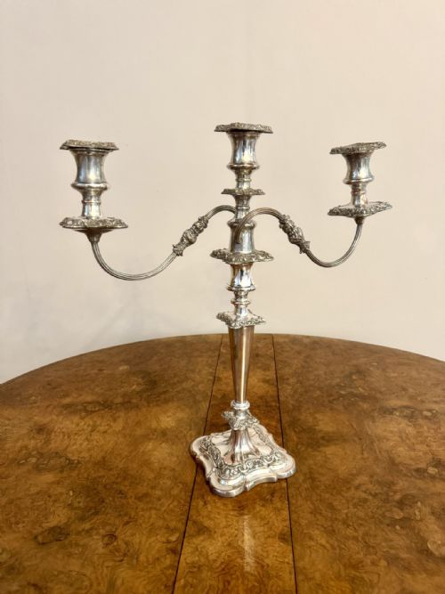 OUTSTANDING QUALITY PAIR OF ANTIQUE VICTORIAN ORNATE SILVER PLATED CANDELABRAS - ADDITIONAL PHOTO 4