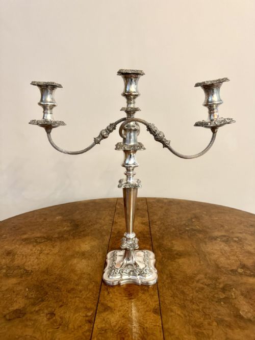 OUTSTANDING QUALITY PAIR OF ANTIQUE VICTORIAN ORNATE SILVER PLATED CANDELABRAS - ADDITIONAL PHOTO 5