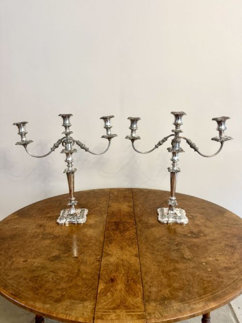 OUTSTANDING QUALITY PAIR OF ANTIQUE VICTORIAN ORNATE SILVER PLATED CANDELABRAS - ADDITIONAL PHOTO 7