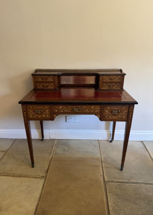 ANTIQUE VICTORIAN QUALITY ROSEWOOD INLAID WRITING DESK