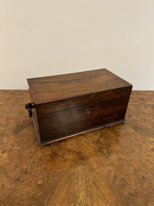 QUALITY ANTIQUE REGENCY ROSEWOOD TEA CADDY