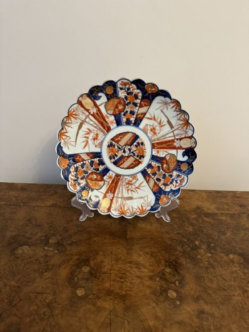 QUALITY ANTIQUE JAPANESE IMARI SCALLOPED SHAPED EDGE LARGE PLATE