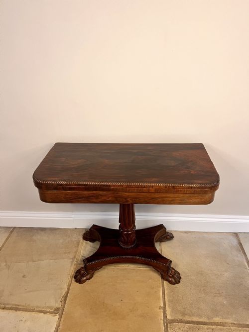 WONDERFUL ANTIQUE REGENCY QUALITY ROSEWOOD CARD TABLE